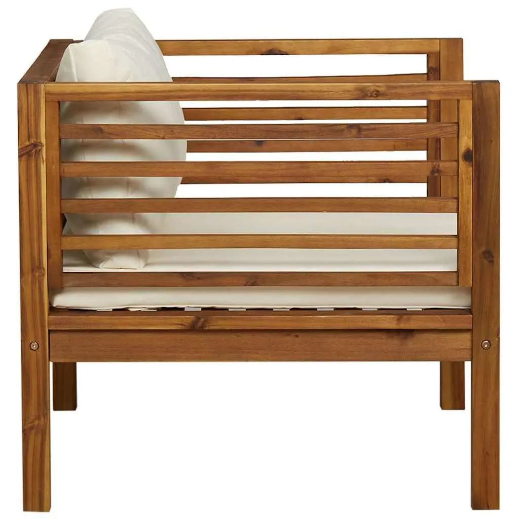 Garden Chair Solid Acacia Wood Weather Resistant with Cushions Cream White Outdoor Patio