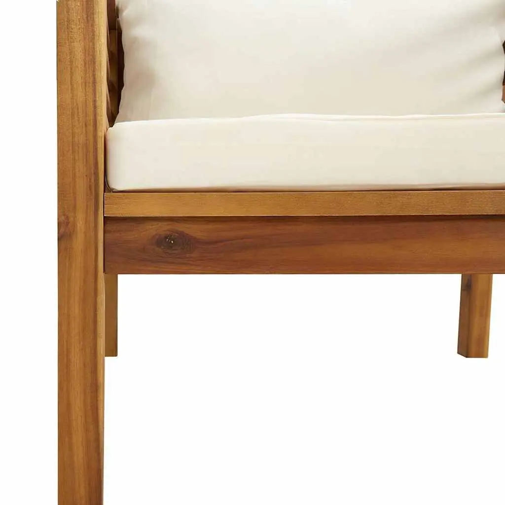 Garden Chair Solid Acacia Wood Weather Resistant with Cushions Cream White Outdoor Patio