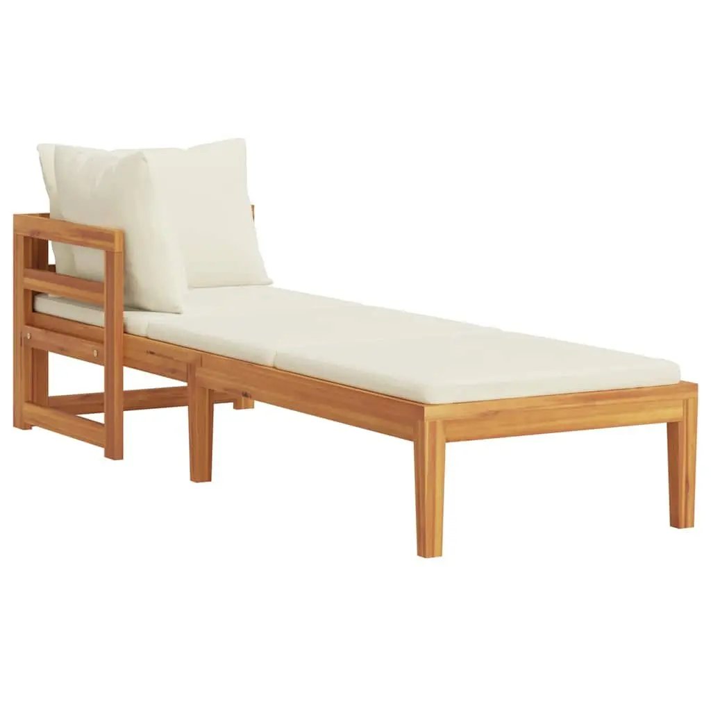 Wooden Sun Lounger Adjustable Armrest Outdoor Size