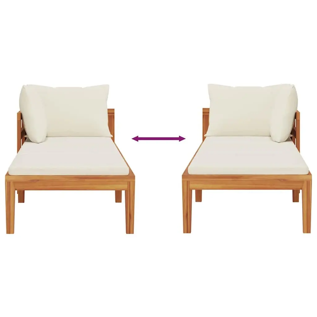 Wooden Sun Lounger Adjustable Armrest Outdoor Size