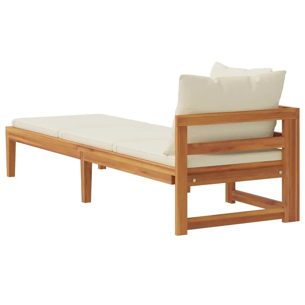 Wooden Sun Lounger Adjustable Armrest Outdoor Size