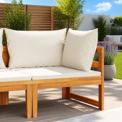 Outdoor Corner Sofa Sectional Garden Seating with Cushions Wooden Lounge