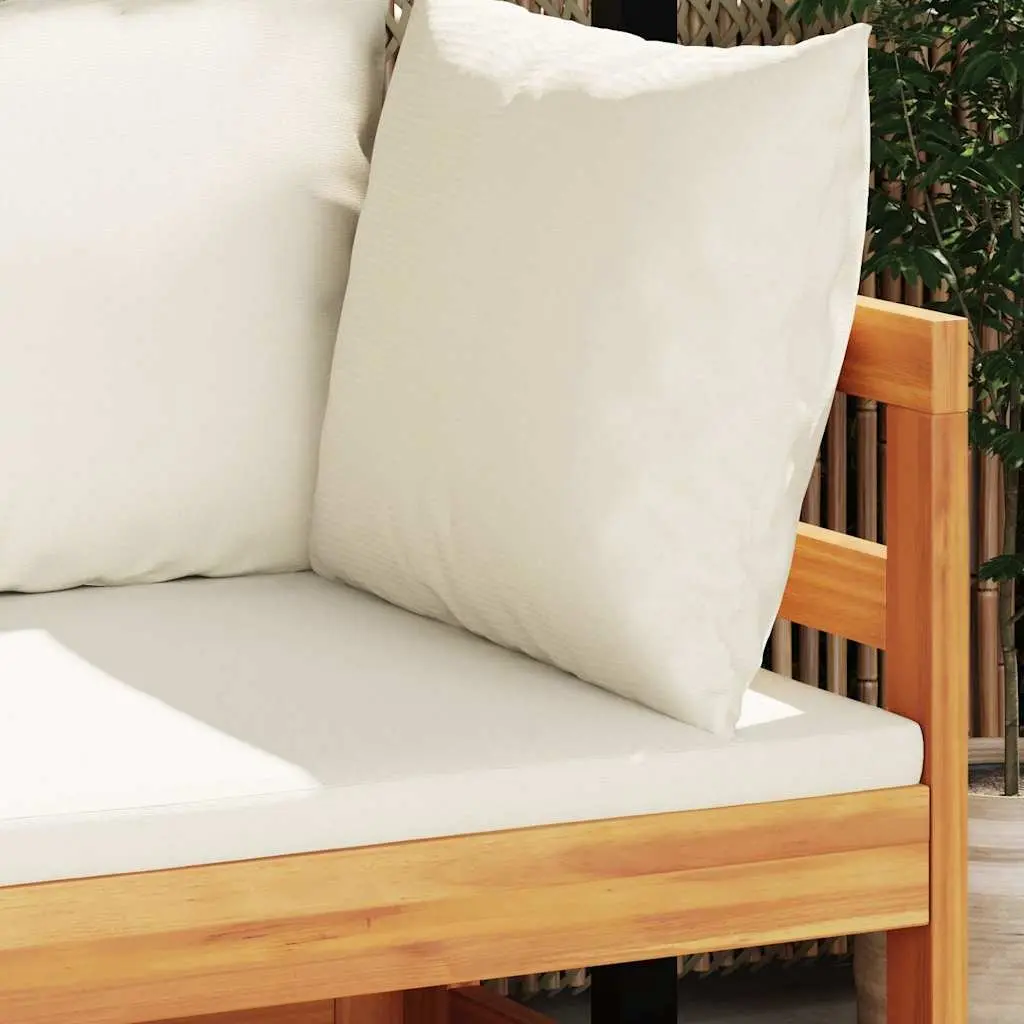 Outdoor Corner Sofa Acacia Wood Garden Sectional Lounge Cream Cushions
