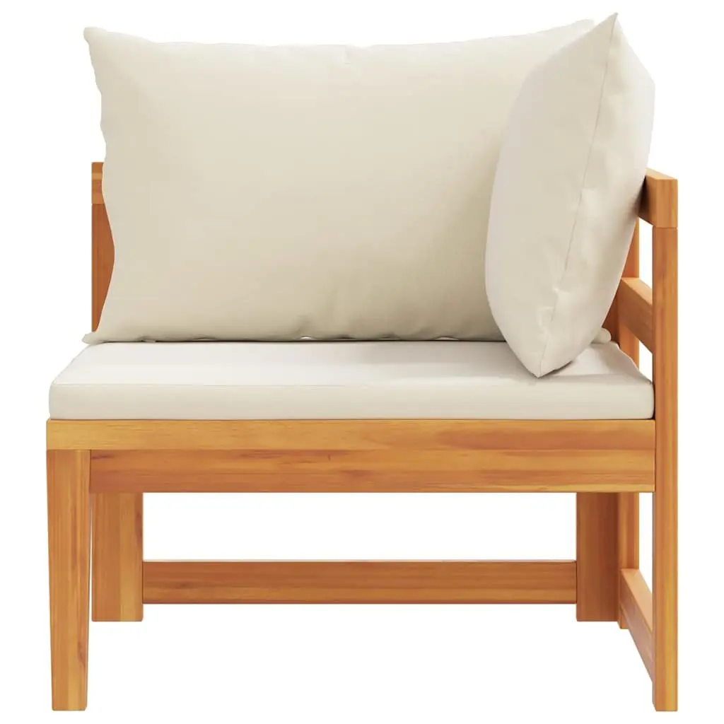 Outdoor Corner Sofa Acacia Wood Garden Sectional Lounge Cream Cushions