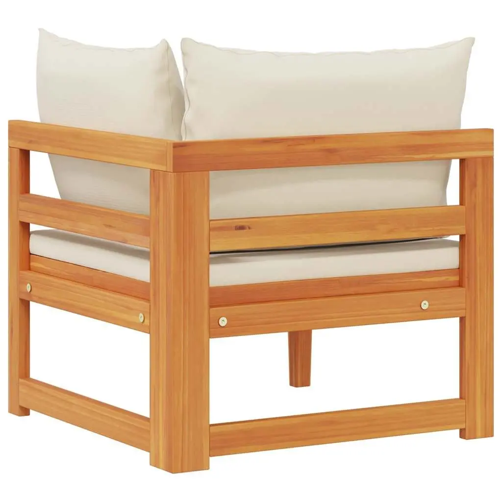 Outdoor Corner Sofa Acacia Wood Garden Sectional Lounge Cream Cushions