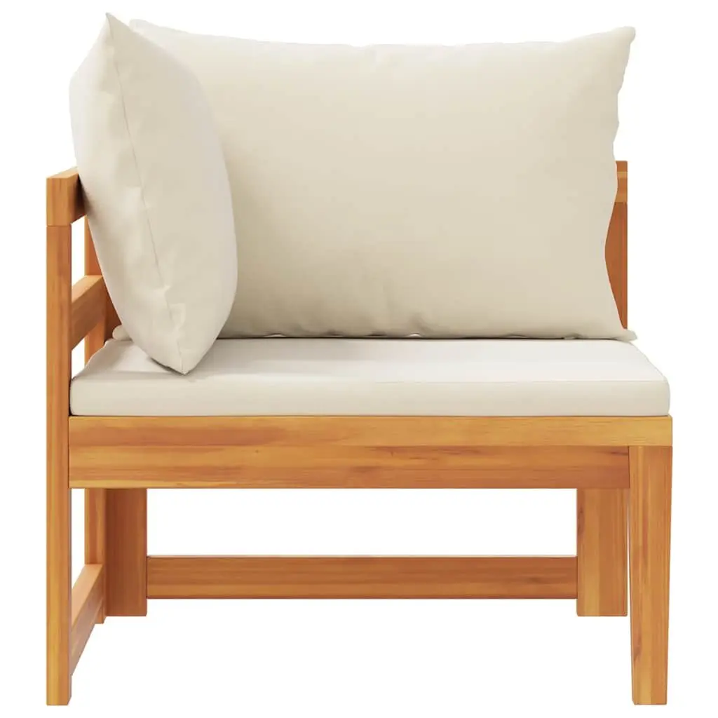 Outdoor Corner Sofa Acacia Wood Garden Sectional Lounge Cream Cushions