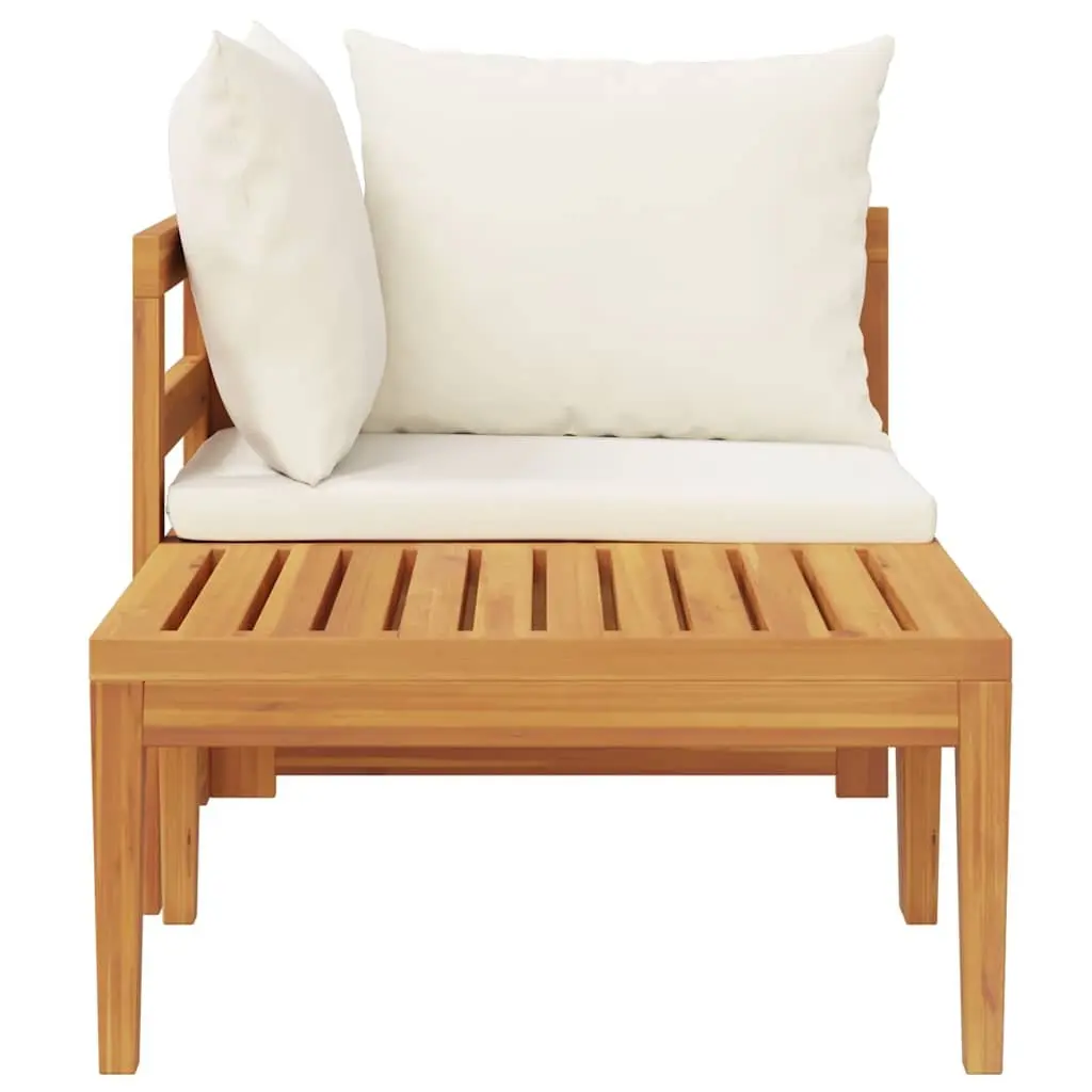 Outdoor Lounge Set Solid Acacia Wood 2 Piece with Cream White Cushions