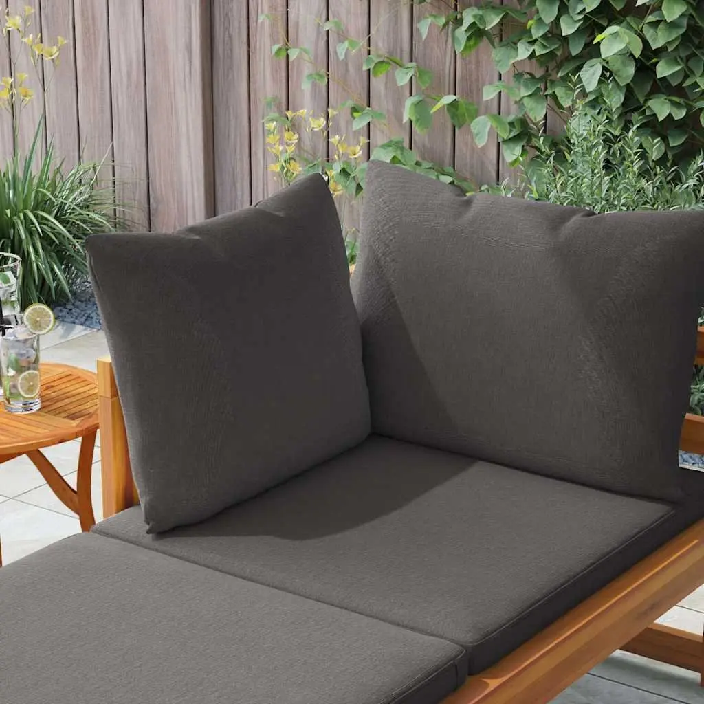 Wooden Sun Lounger Outdoor Garden Bed with Armrest Grey Solid Acacia
