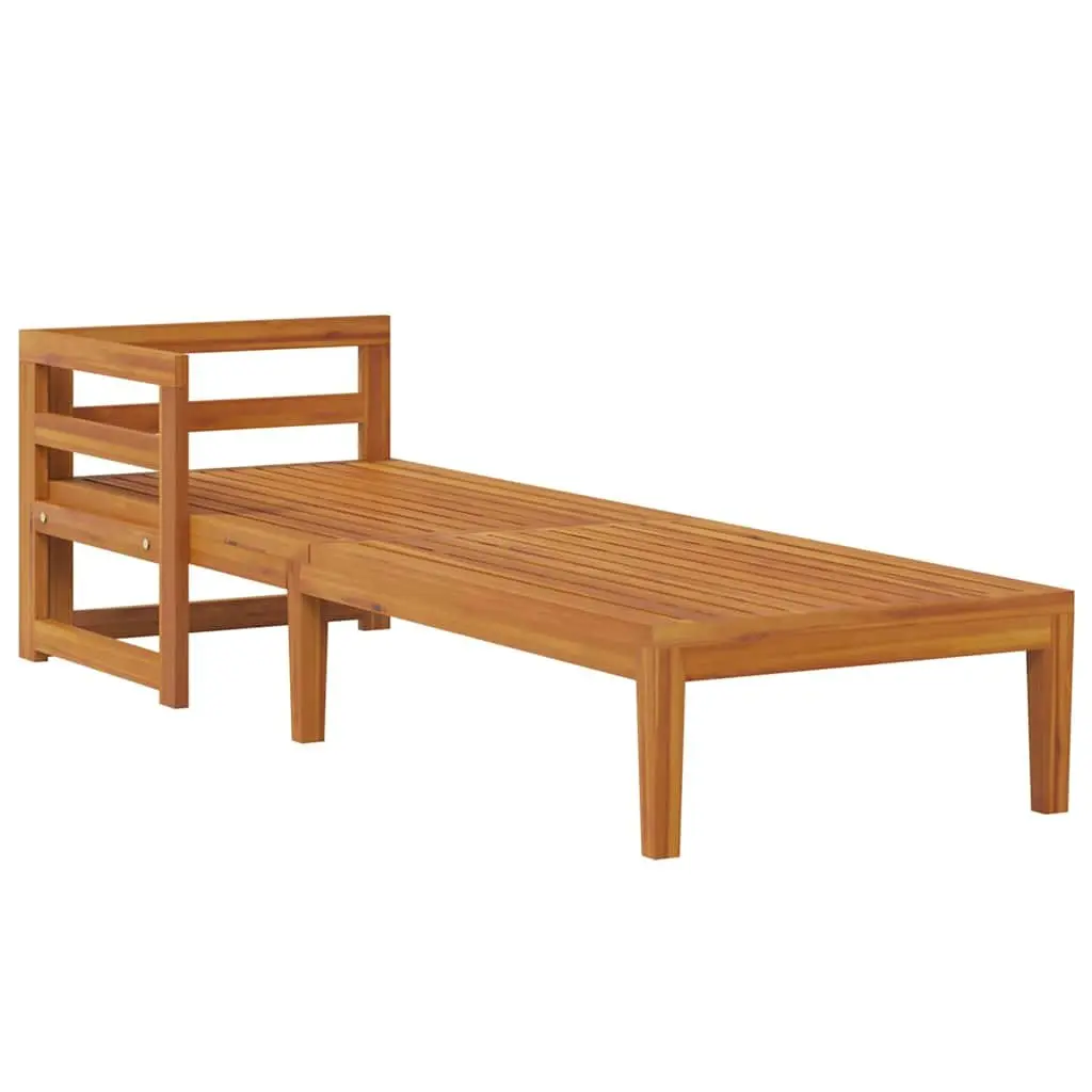 Wooden Sun Lounger Outdoor Garden Bed with Armrest Grey Solid Acacia