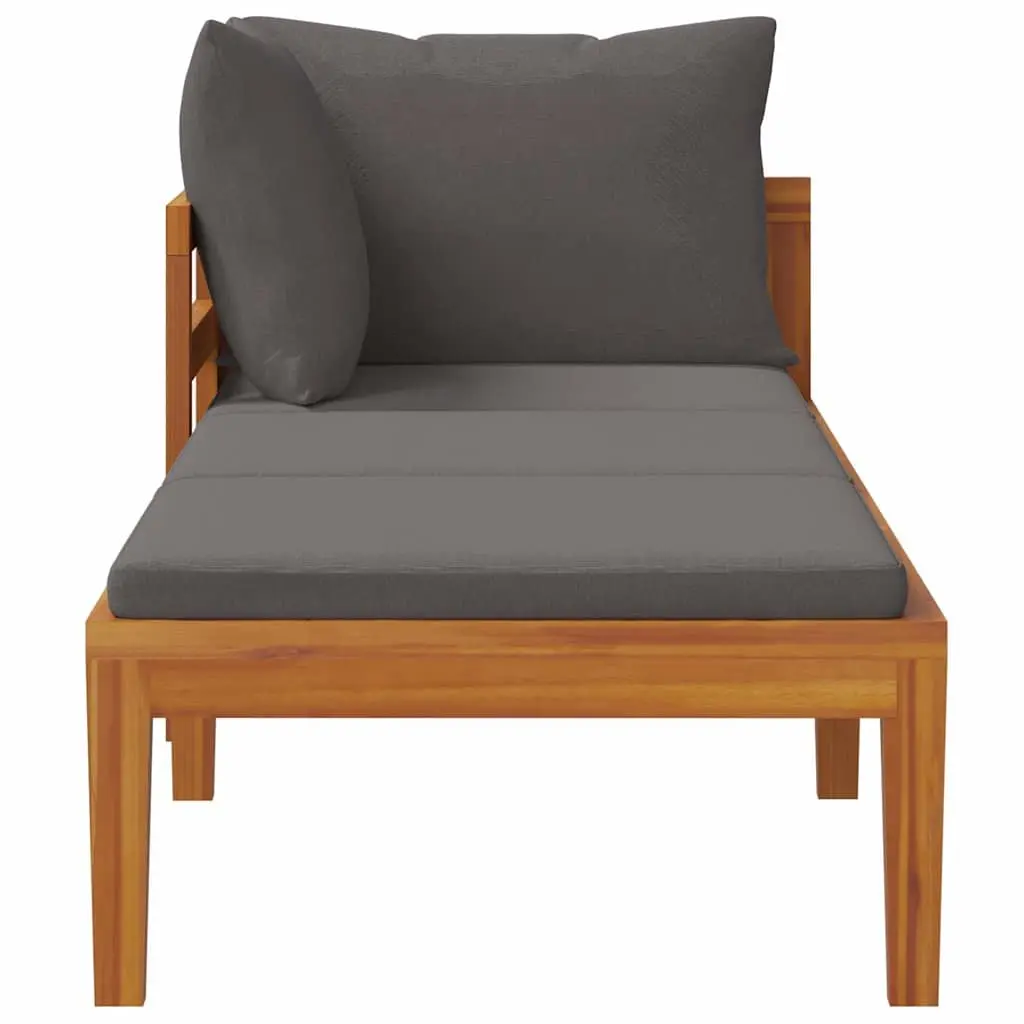 Wooden Sun Lounger Outdoor Garden Bed with Armrest Grey Solid Acacia