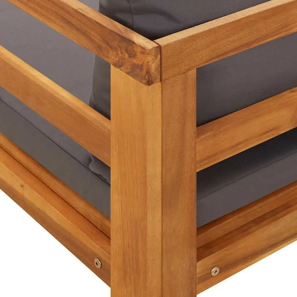 Wooden Sun Lounger Outdoor Garden Bed with Armrest Grey Solid Acacia
