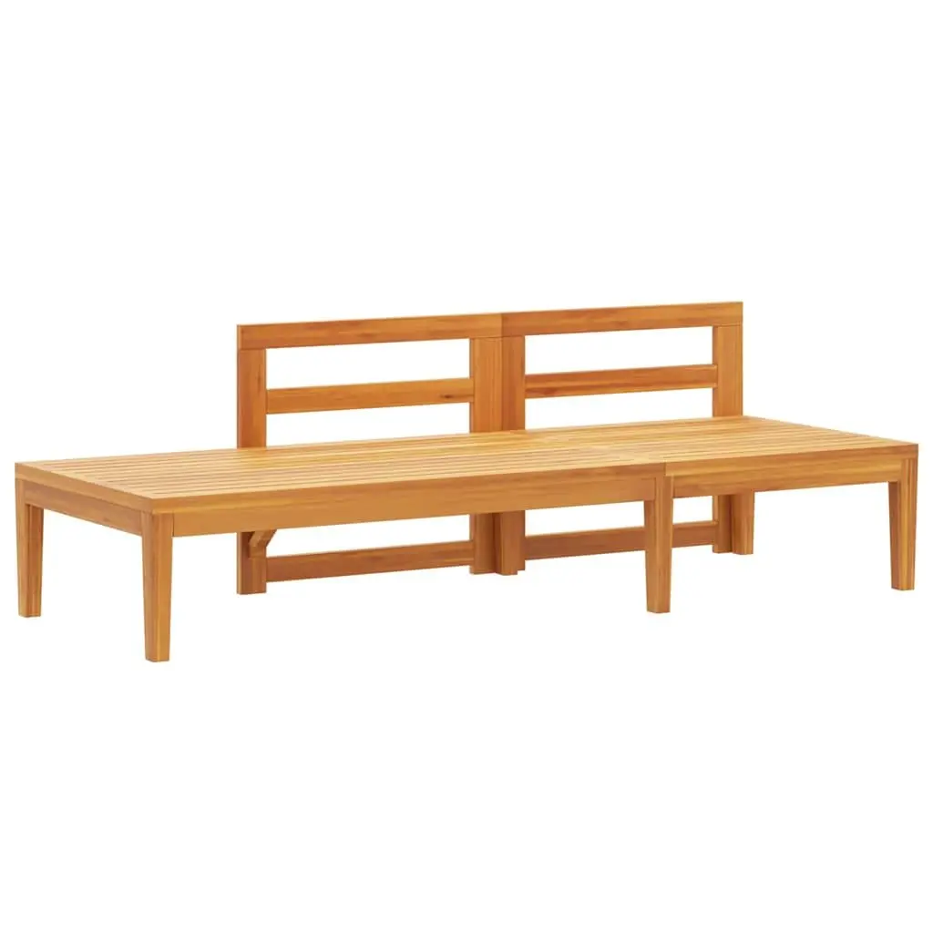 Garden Bench with Attached Table Grey Cushions Solid Acacia Wood Outdoor Seating