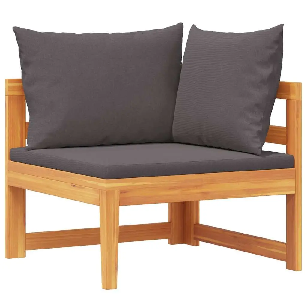 Outdoor Corner Sofa Acacia Wood Sectional Lounge Dark Grey Cushions