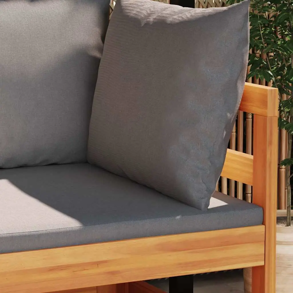 Outdoor Corner Sofa Acacia Wood Sectional Lounge Dark Grey Cushions