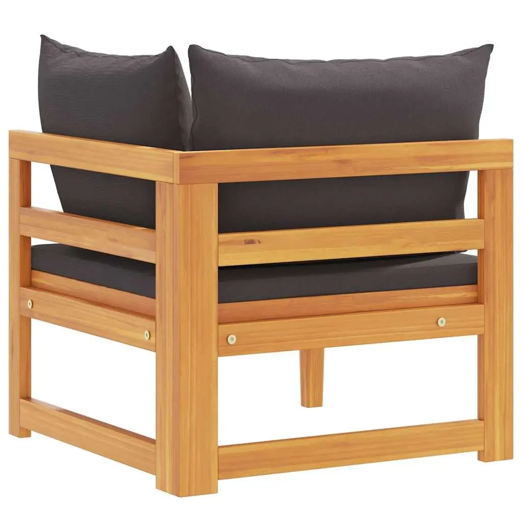 Outdoor Corner Sofa Acacia Wood Sectional Lounge Dark Grey Cushions