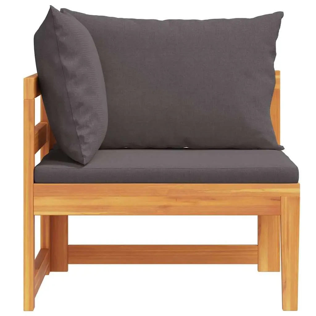 Outdoor Corner Sofa Acacia Wood Sectional Lounge Dark Grey Cushions