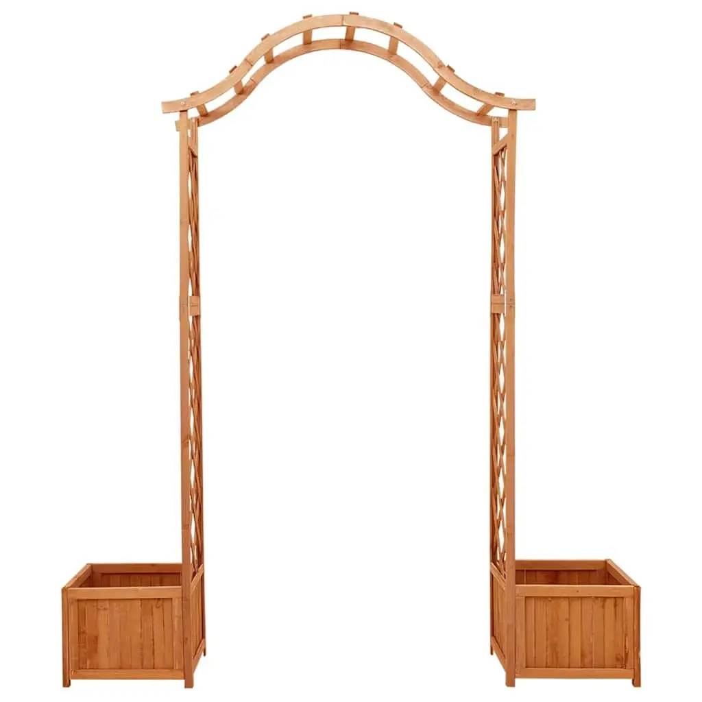 Garden Pergola Brown Arched Structure with Integrated Planter Boxes for Outdoor Spaces