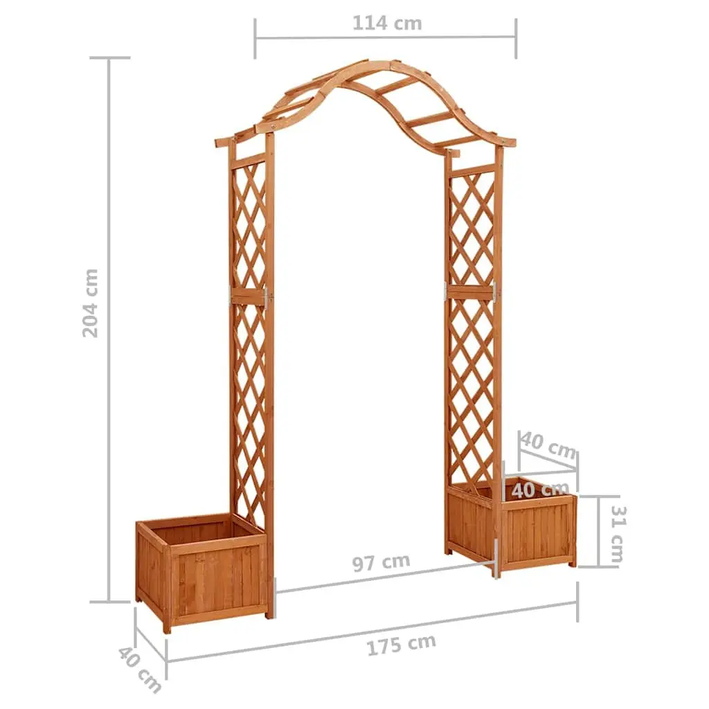 Garden Pergola Brown Arched Structure with Integrated Planter Boxes for Outdoor Spaces