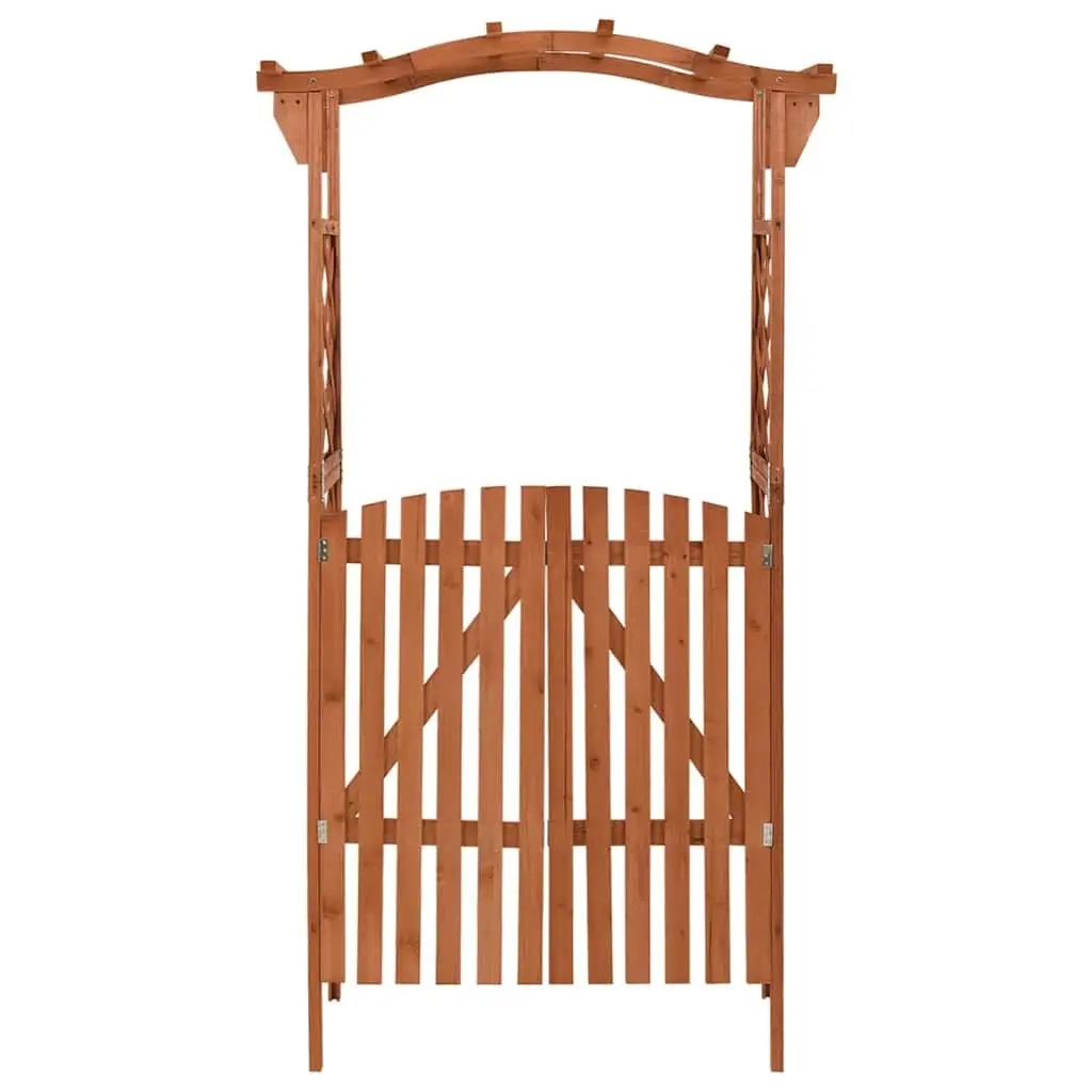 Garden Pergola with Gate 116x40x204cm Brown Wooden Arch Outdoor Entrance Passage