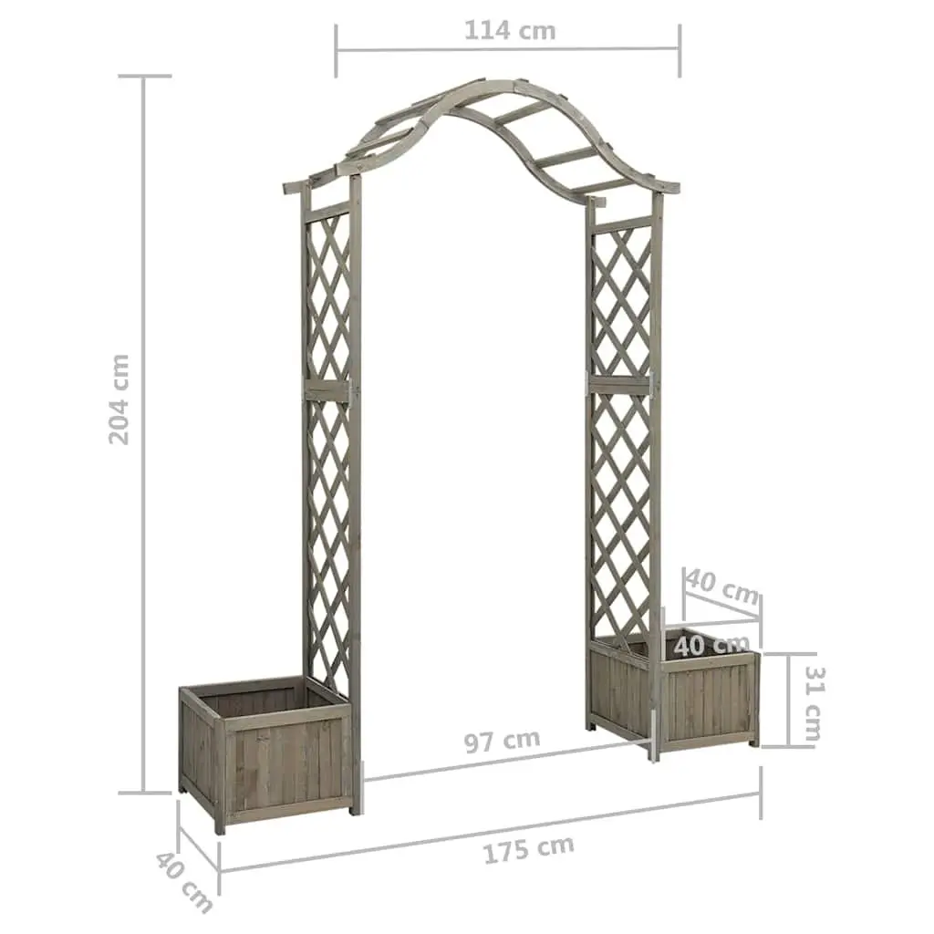 Grey Garden Pergola with Planters