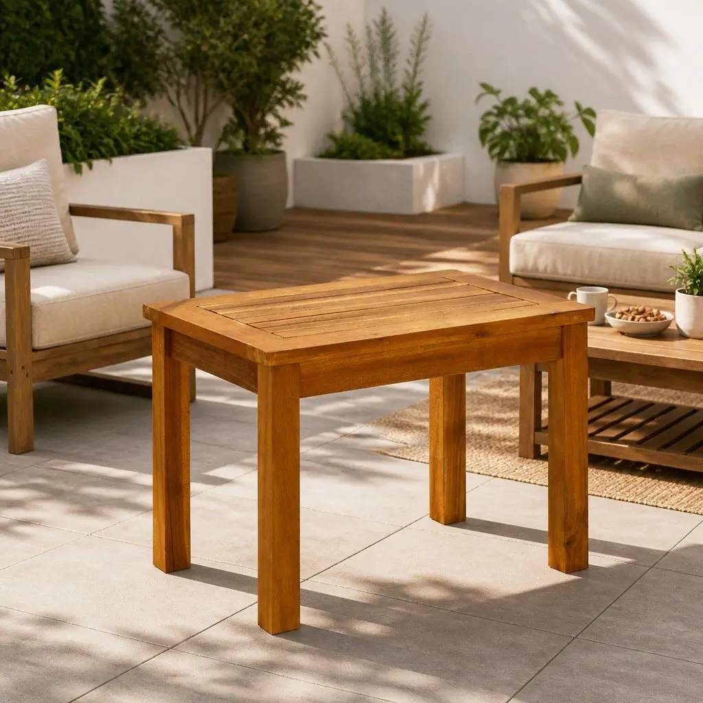 Outdoor Slatted Coffee Table Brown Solid Acacia Wood 50x35x36 cm Garden Furniture