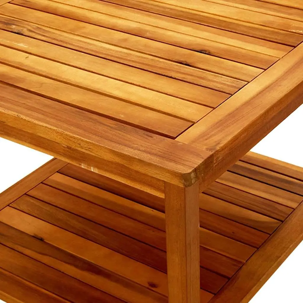 Acacia Coffee Table with Bottom Shelf for Storage