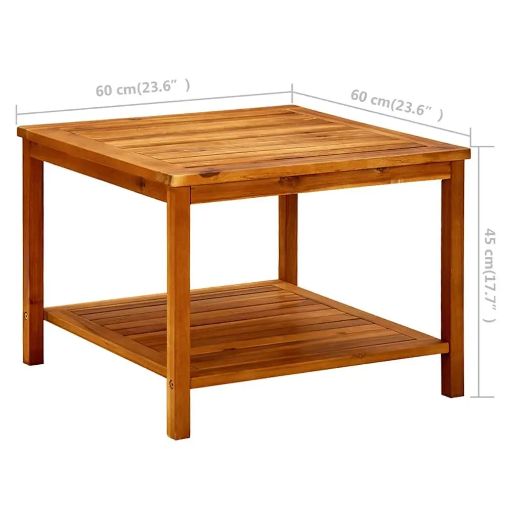 Acacia Coffee Table with Bottom Shelf for Storage