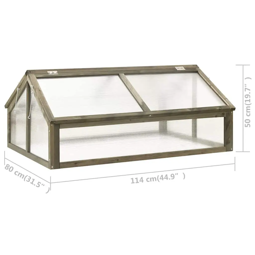 Wooden Greenhouse Grey 114x80x50cm Garden Plant Protection Cold Frame Herbs
