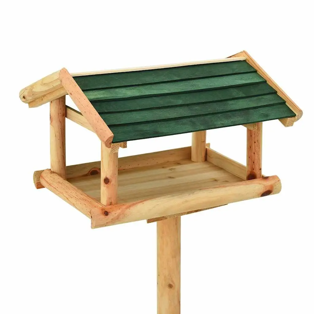 Wooden Bird Feeder Garden Stand Solid Fir Wood Outdoor Feeding Station Platform