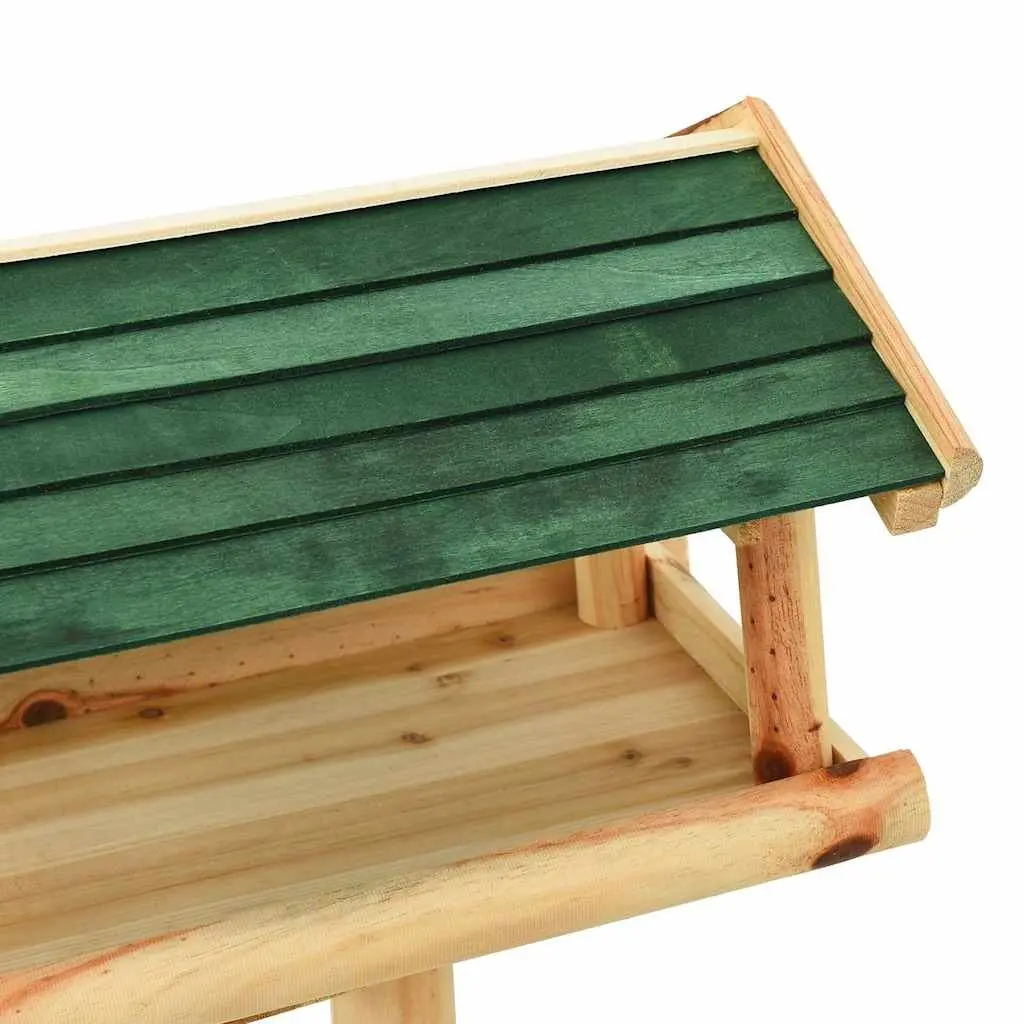 Wooden Bird Feeder Garden Stand Solid Fir Wood Outdoor Feeding Station Platform