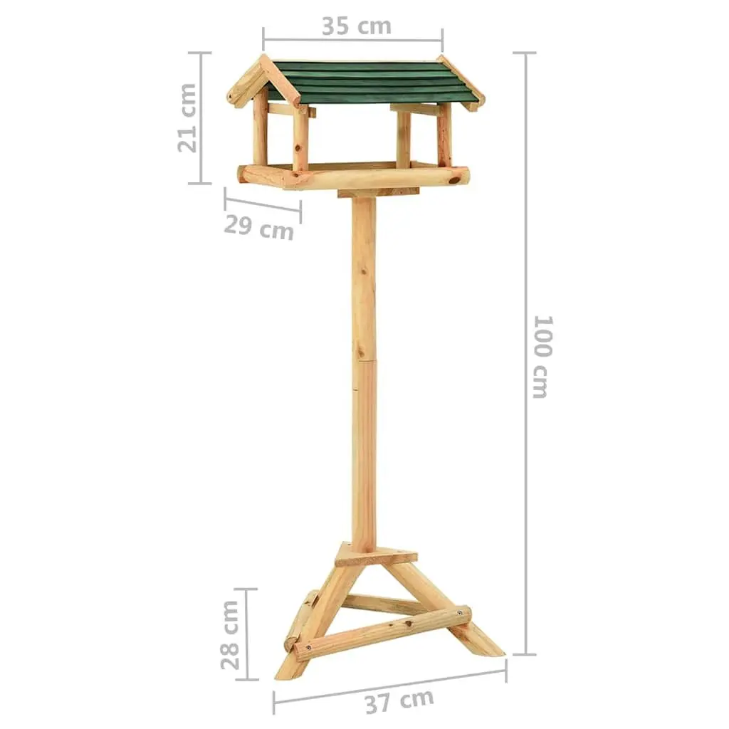 Wooden Bird Feeder Garden Stand Solid Fir Wood Outdoor Feeding Station Platform