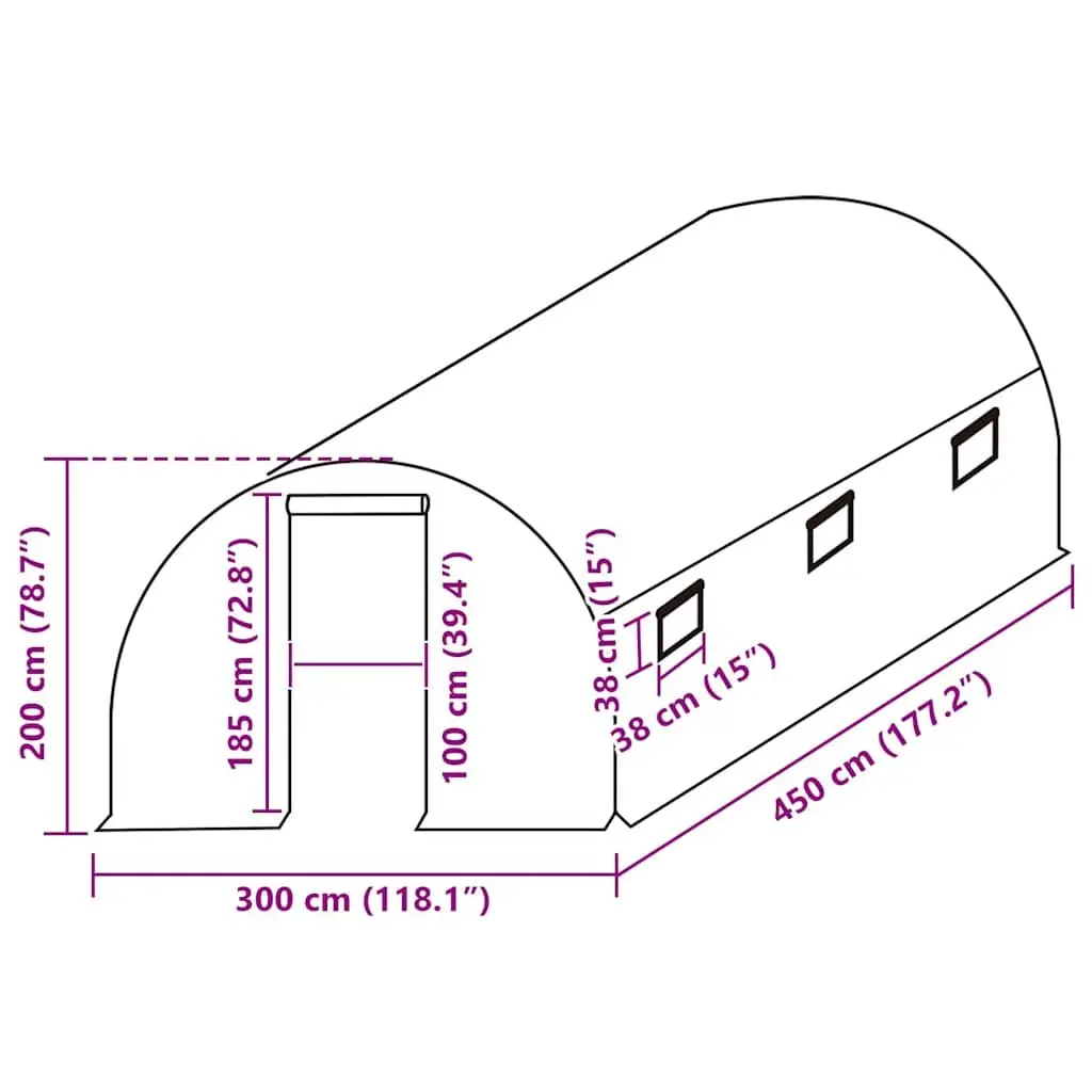 Greenhouse Replacement Cover 3x4.5x2m Transparent PE Plant Protection Garden