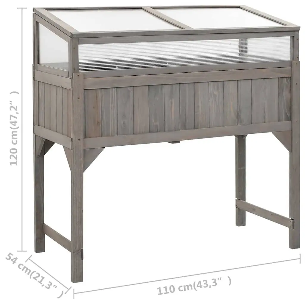 Wooden Raised Garden Bed with Greenhouse Cover 110x54x120cm Grey