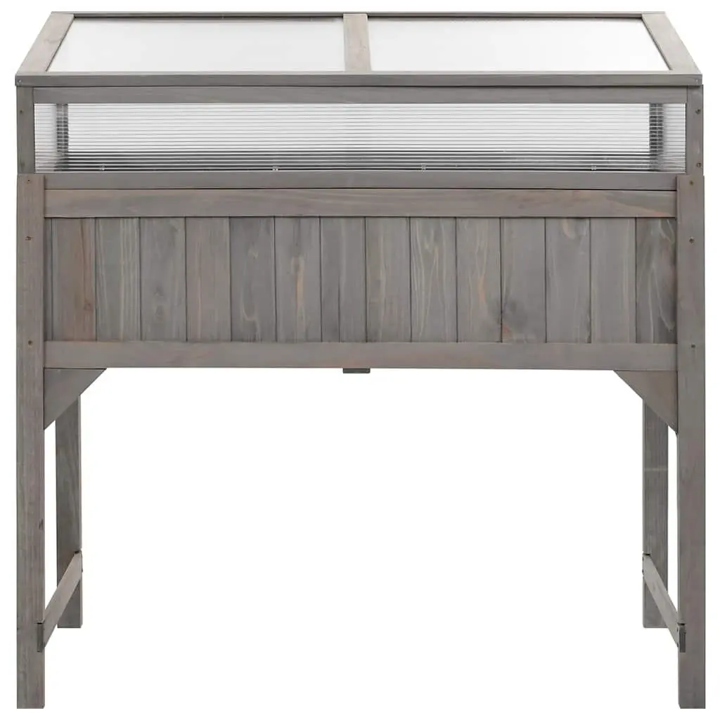 Wooden Raised Garden Bed with Greenhouse Cover 110x54x120cm Grey