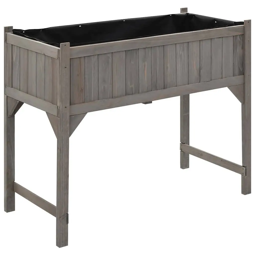 Wooden Raised Garden Bed with Greenhouse Cover 110x54x120cm Grey
