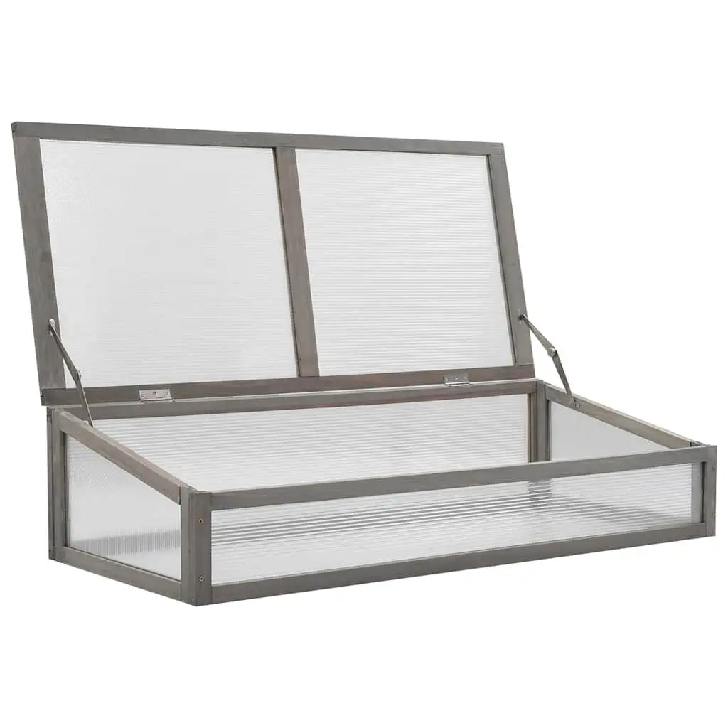Wooden Raised Garden Bed with Greenhouse Cover 110x54x120cm Grey