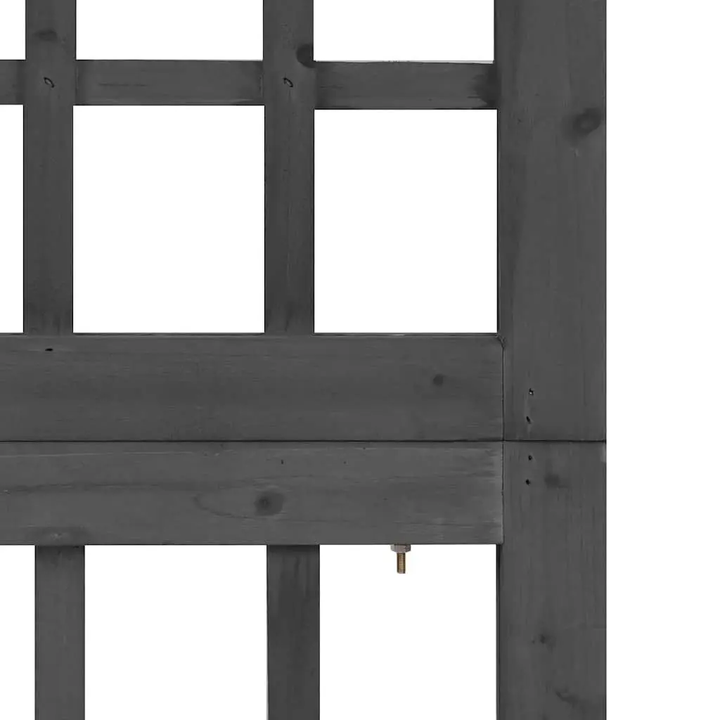 3-Panel Room Divider Trellis Solid Fir Wood Folding Privacy Black 121 x 180 cm