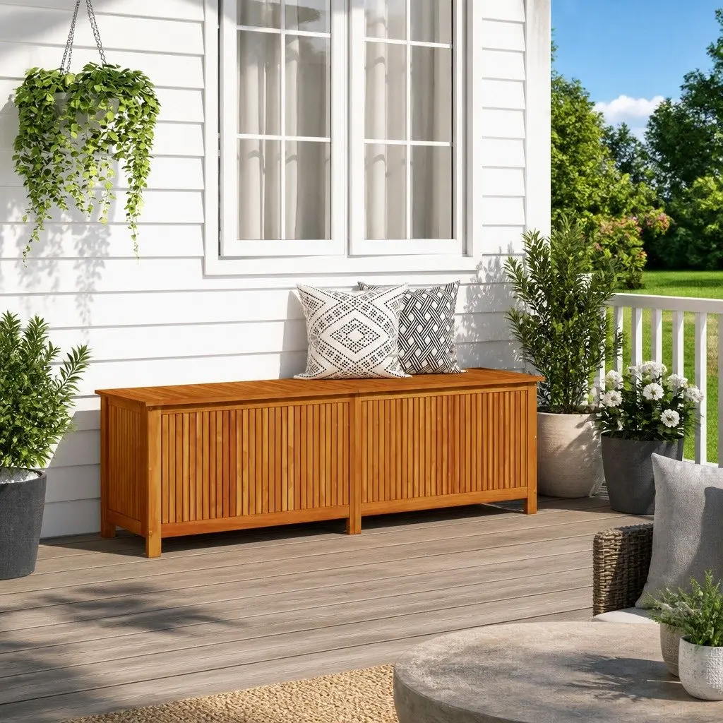 Garden Storage Box Solid Wood 175x50x58 cm Outdoor Furniture