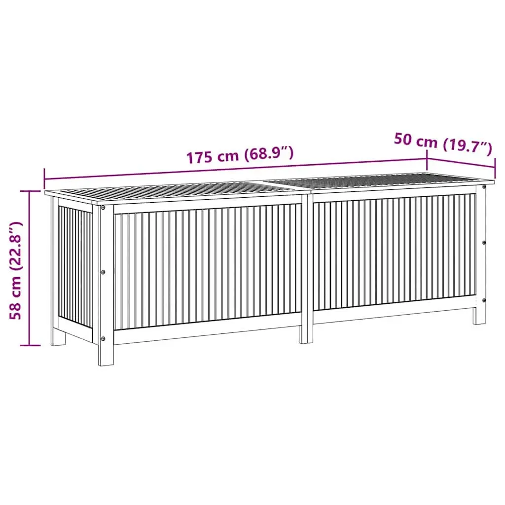 Garden Storage Box Solid Wood 175x50x58 cm Outdoor Furniture