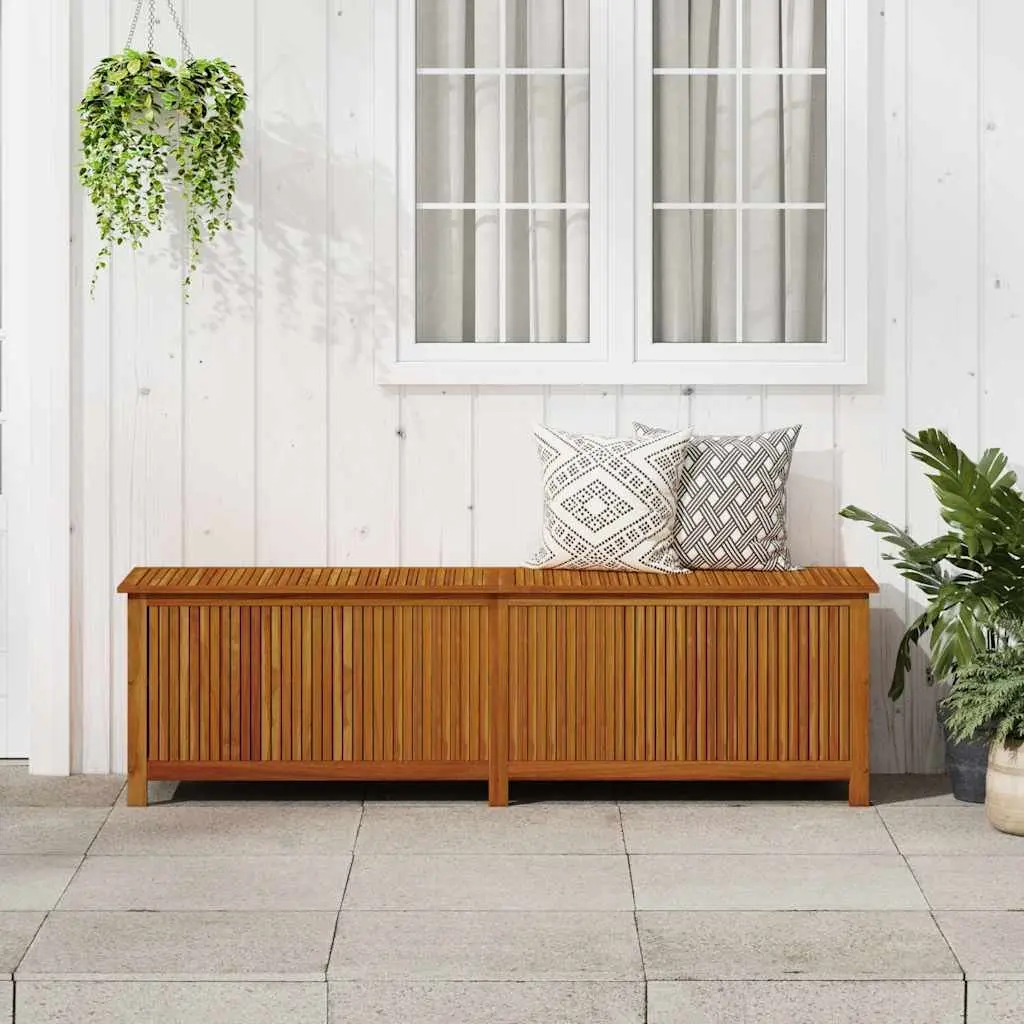 Garden Storage Box Solid Acacia Wood 200x50x58 cm Outdoor Cushion Pillow Deck Box