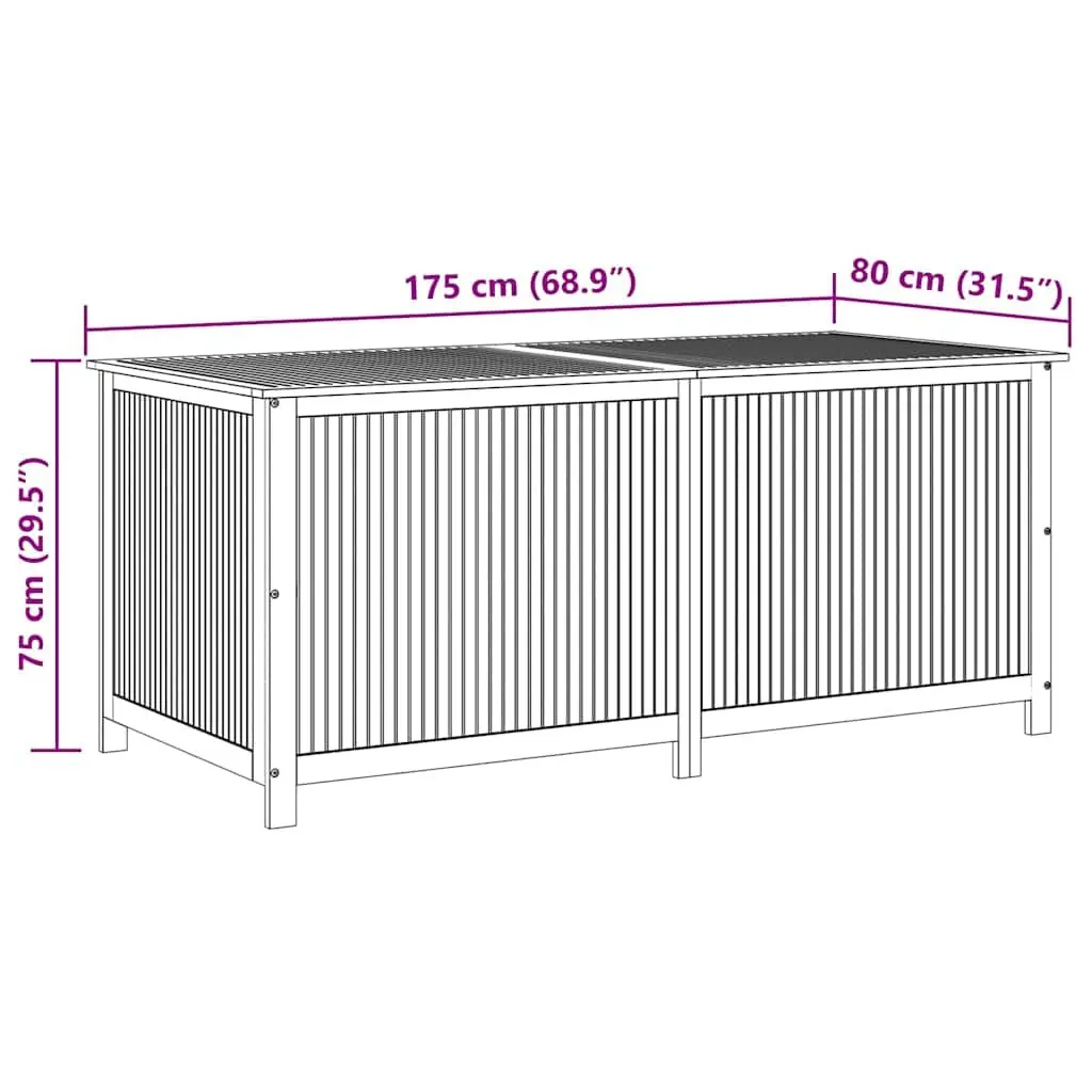 Garden Storage Box Solid Acacia Wood 175x80x75 cm Outdoor Cushion Pillow Chest