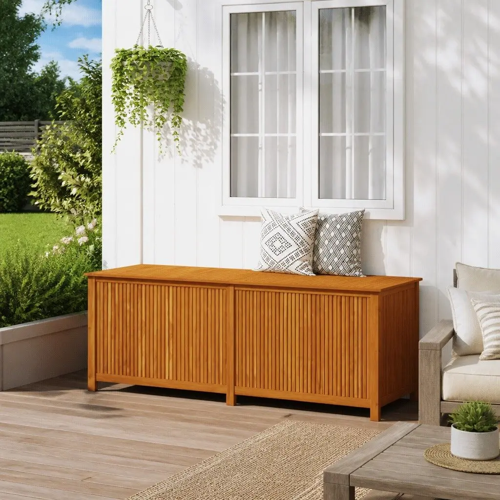 Garden Storage Box 200x80x75 cm Solid Wood Outdoor Furniture Bench Cushion