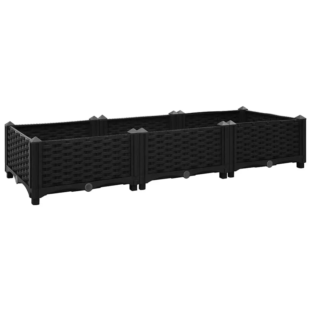 Raised Garden Bed Planter Black Polypropylene 120 x 40 x 23 cm