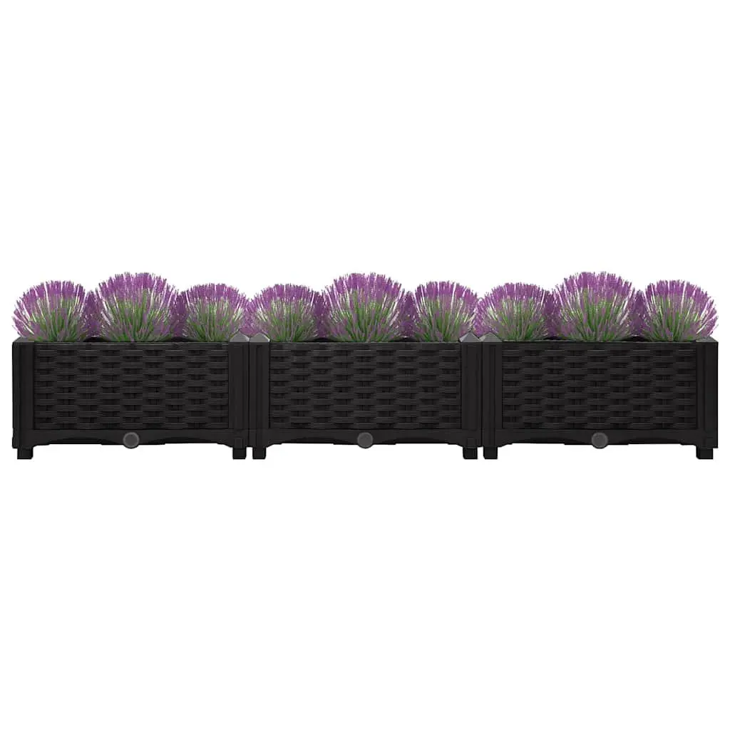 Raised Garden Bed Planter Black Polypropylene 120 x 40 x 23 cm