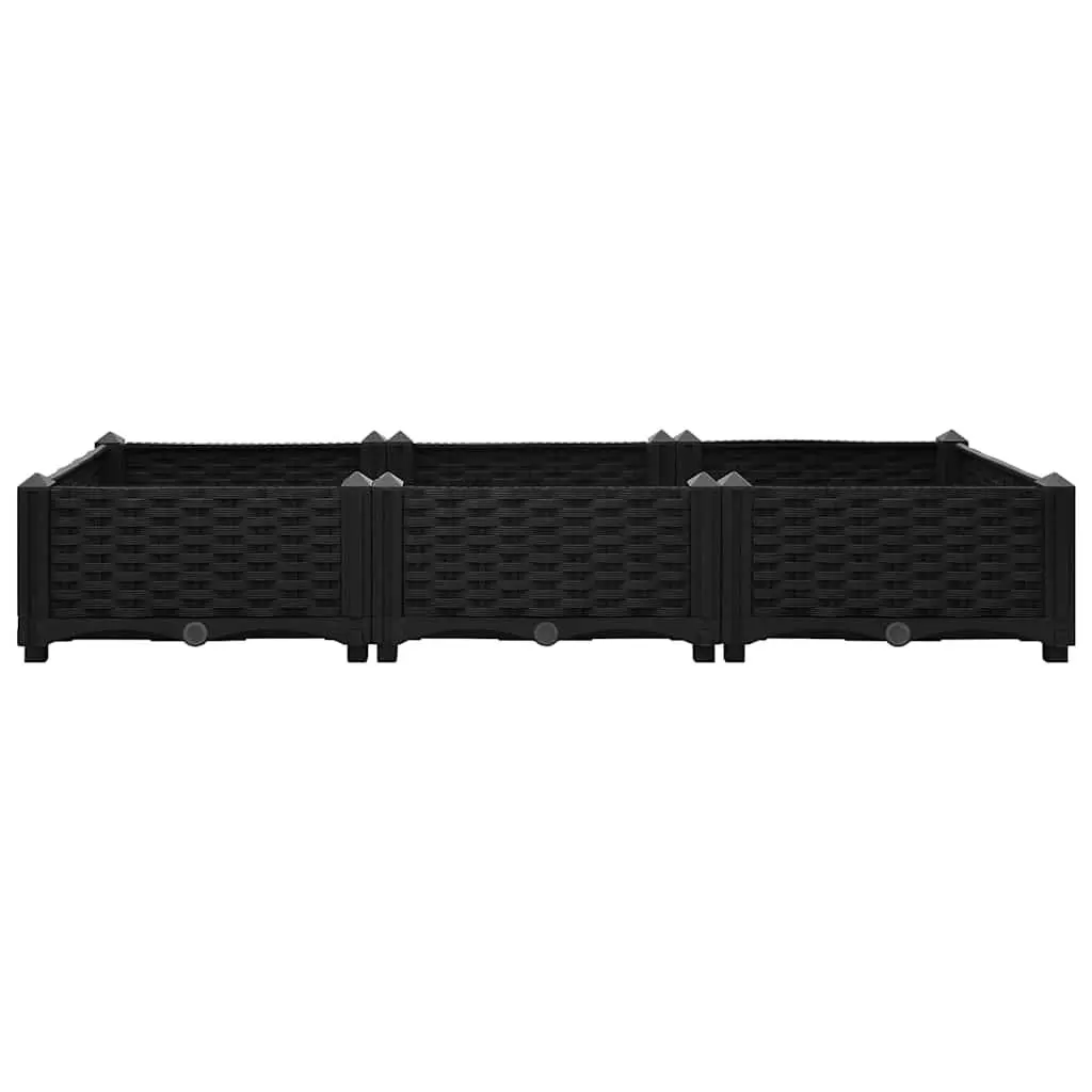 Raised Garden Bed Planter Black Polypropylene 120 x 40 x 23 cm