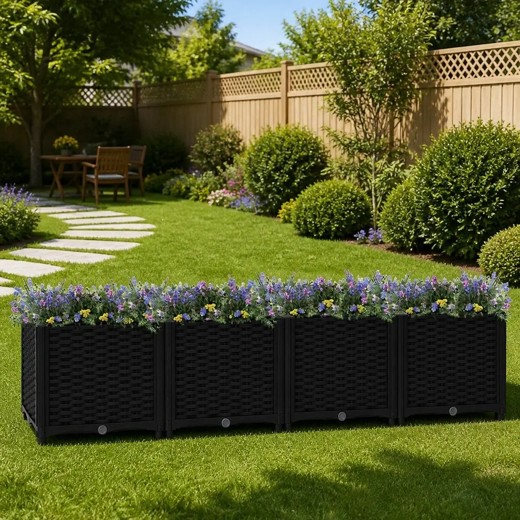Raised Garden Bed Planter Box Black Polypropylene 160 x 40 x 38 cm