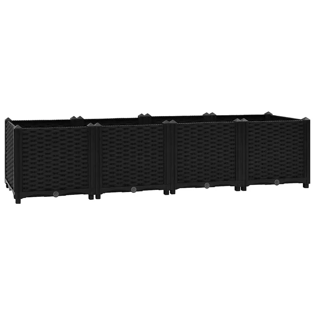 Raised Garden Bed Planter Box Black Polypropylene 160 x 40 x 38 cm