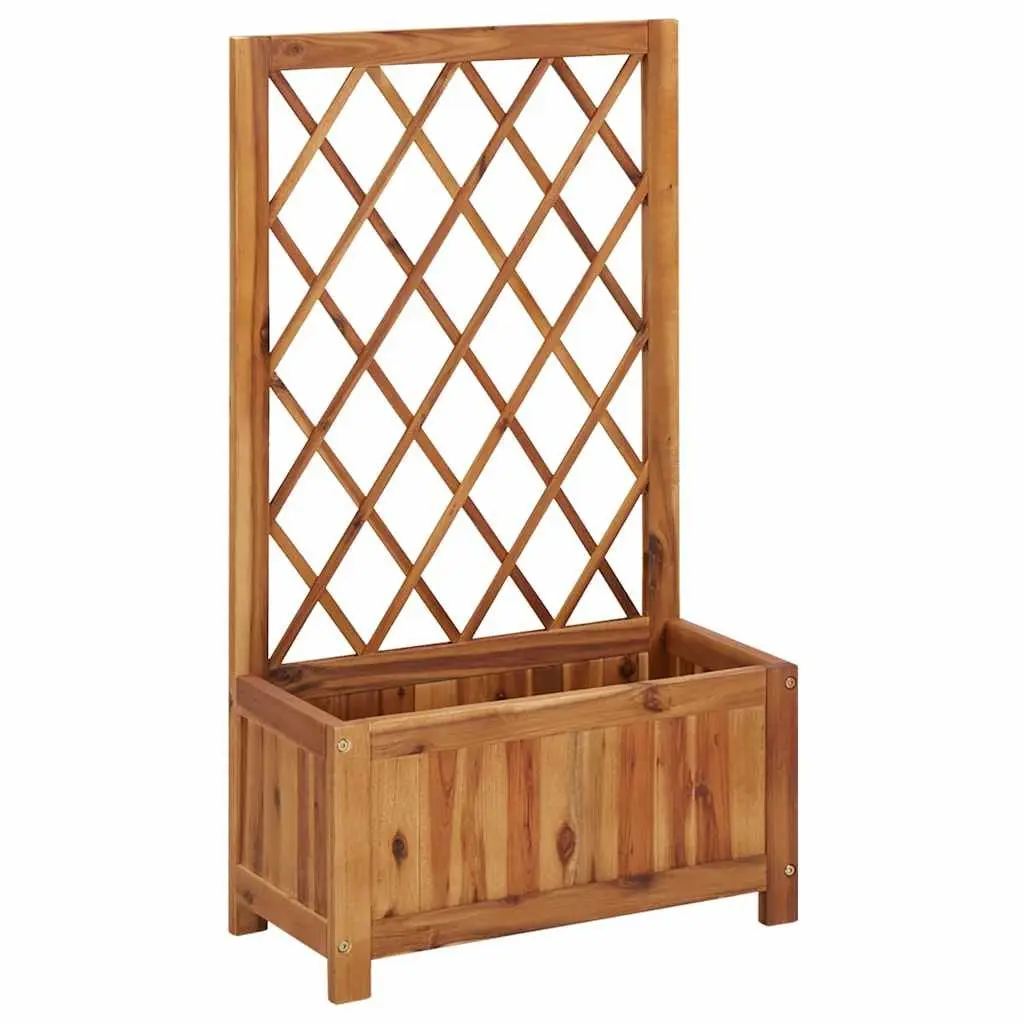 Garden Raised Bed with Trellis Solid Acacia Wood Planter Box Outdoor