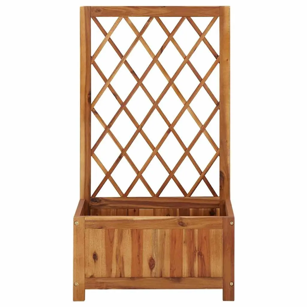 Garden Raised Bed with Trellis Solid Acacia Wood Planter Box Outdoor