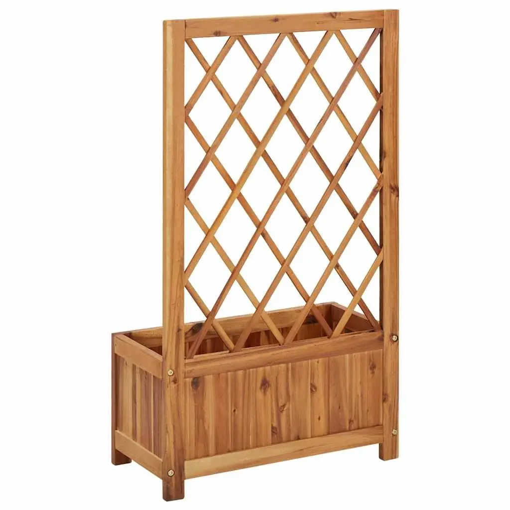 Garden Raised Bed with Trellis Solid Acacia Wood Planter Box Outdoor